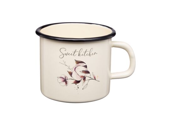 Kubek emaliowany z kalką Flores 9 cm 0,5 l wz. 1