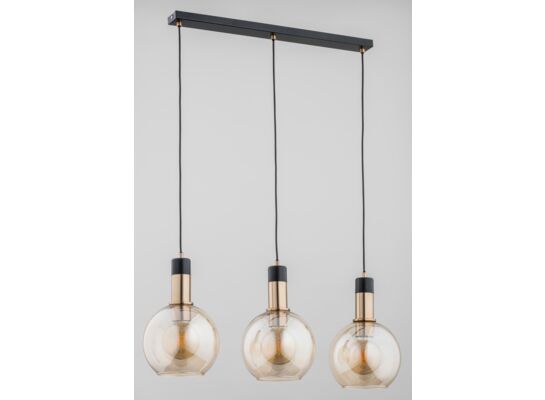Lampa wisząca Maya Gold  3-płomienna czarny, klosz złoty