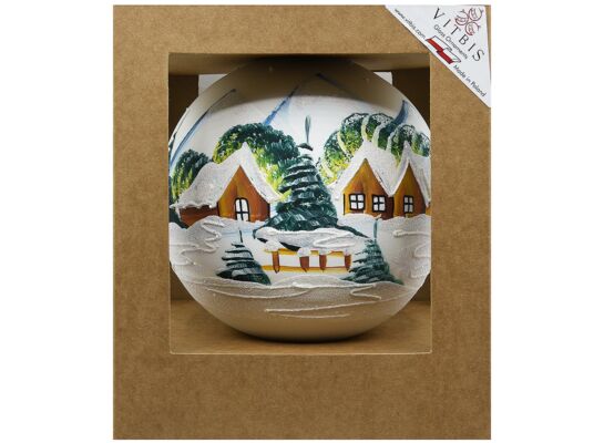 Bombka szklana dekorowana pejzaż 15 cm srebrny