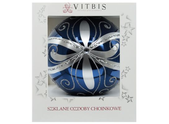 Bombka szklana ręcznie dekorowana mix 10 cm niebiesko-srebrny