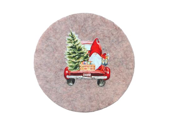 Podkładka filcowa pod kubek 10 cm auto szary / beżowy 4 sztuki