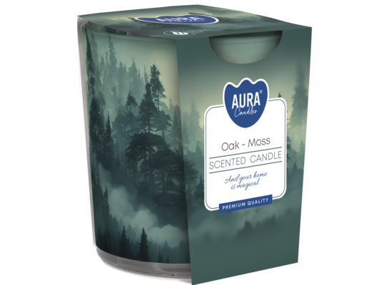 Świeca w szkle SN72S-58 dąb-mech BISPOL