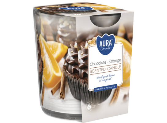 Świeca w szkle SN72S-54 czekolada-pomarańcza BISPOL