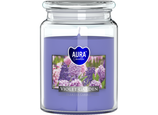 Świeca w szkle SND99-343 fioletowy ogród BISPOL