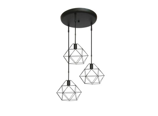 Lampa wisząca 3-punktowa BOSTON okrągła czarna