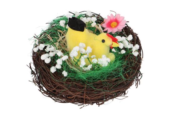 Ozdoba kura w gniazdku 12 x 6 cm