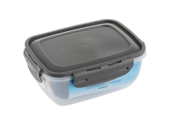 Pojemnik prostokątny z klipsami szary 400 ml
