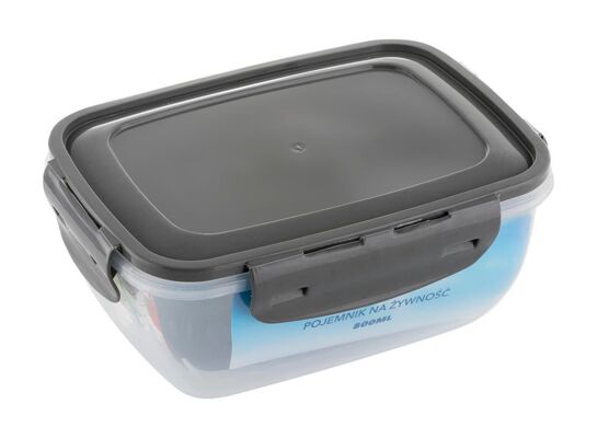 Pojemnik prostokątny z klipsami szary 800 ml