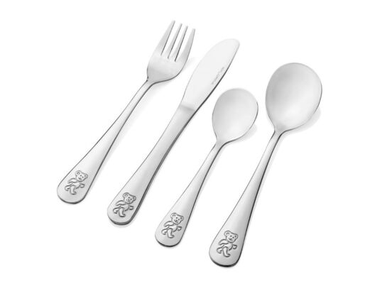 Komplet sztućców dziecięcych Teddy flock 4-elementowy