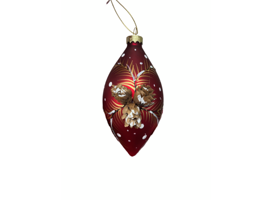 Bombka szklana dekorowana szyszki 12 cm czerwony