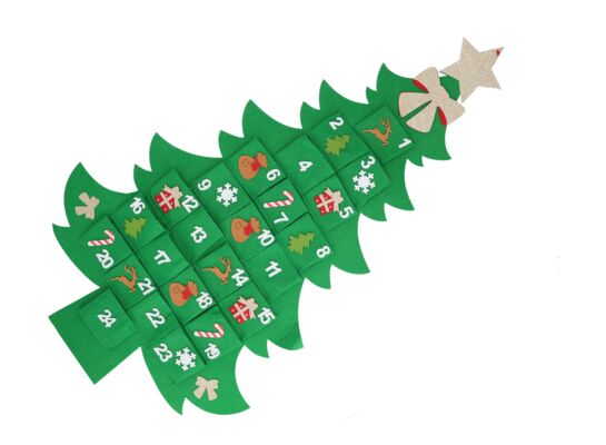 Kalendarz adventowy DIY z filcu 51,5 x 90 cm zielony