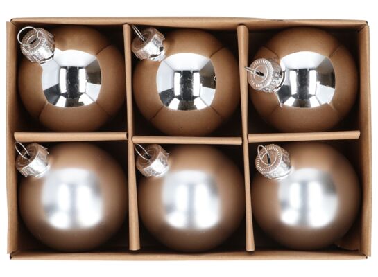 Bombka szklana 6 cm 6 sztuk czerwony / złoty / srebrny