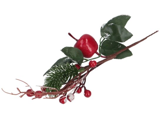 Gałązka dekoracyjna z jabłkiem oszroniona 24 cm
