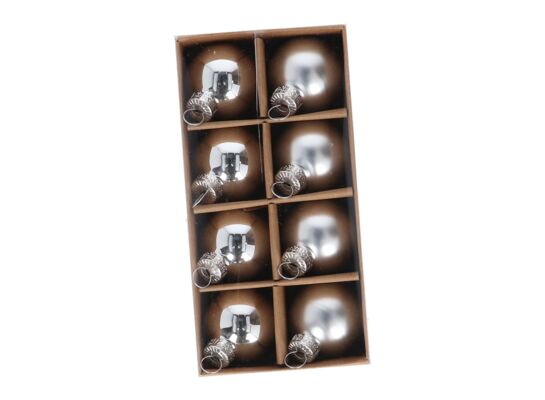 Bombka szklana 4 cm 8 sztuk czerwony / złoty / srebrny