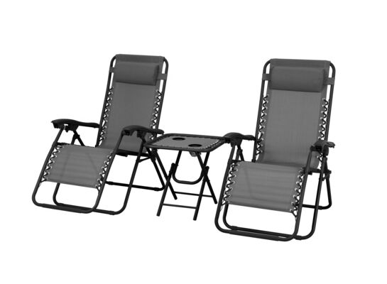 Zestaw ogrodowy stolik i 2 fotele szary