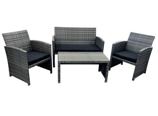 Zestaw ogrodowy Coral stolik sofa i 2 fotele szaro-czarny
