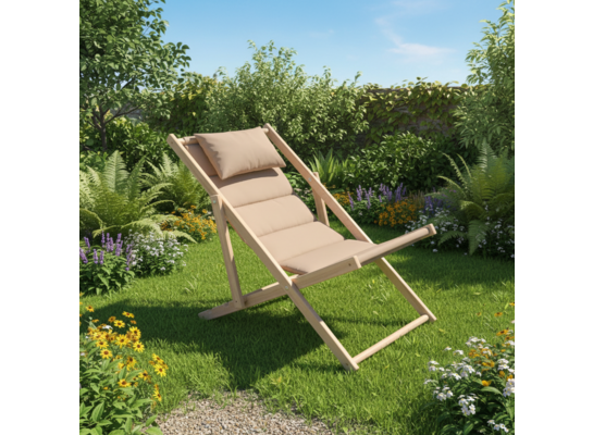 Leżak z zagłówkiem Soft 115 x 58 x 78 cm taupe