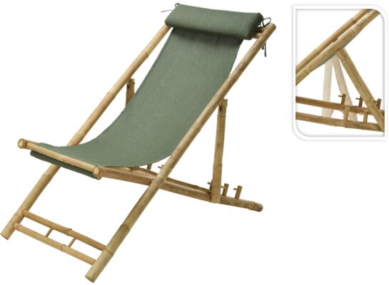 Leżak bambusowy 112 x 60 x 80 cm oliwkowy