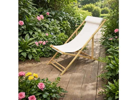 Leżak bambusowy 112 x 60 x 80 cm beżowy