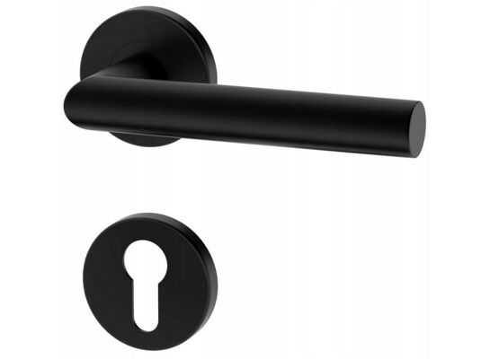 Klamka UNO czarna na okrągłym szyldzie na wkład Italian Line