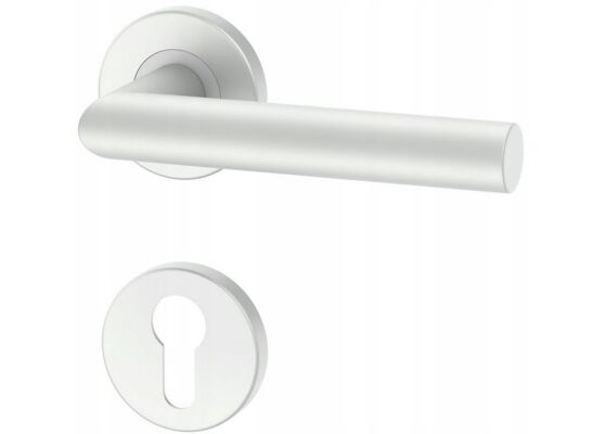 Klamka UNO srebrna na okrągłym szyldzie na wkład Italian Line