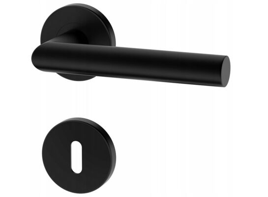 Klamka UNO czarna na okrągłym szyldzie na klucz Italian Line
