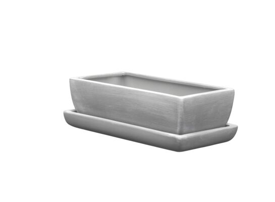 Donica ceramiczna Kaktusiarka Kwadrat Mały z podstawką R2224 29,5 x 13,5 cm szary