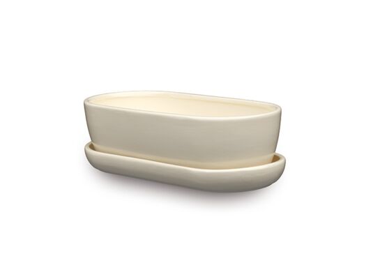 Donica ceramiczna kaktusiarka 1 z podstawką J1000 27,5 x 12,5 cm ecru