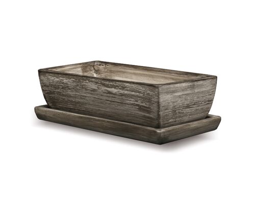 Donica ceramiczna Kaktusiarka Kwadrat Mały z podstawką R2223 29,5 x 13,5 cm szary