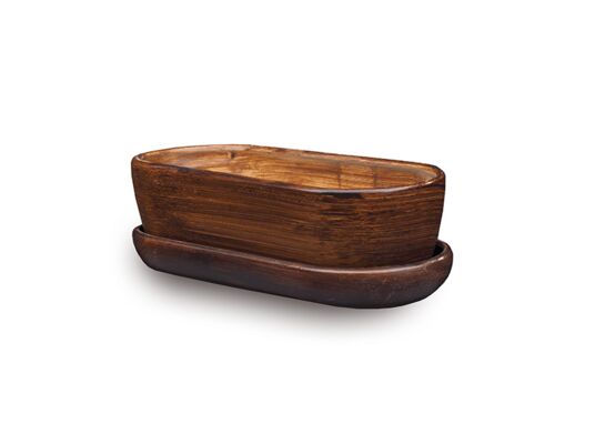 Donica ceramiczna Kaktusiarka 1 z podstawką R0723 27,5 x 12,5 cm brązowy