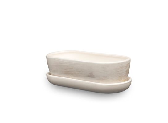 Donica ceramiczna Kaktusiarka 1 z podstawką R0123 27,5 x 12,5 cm beżowy