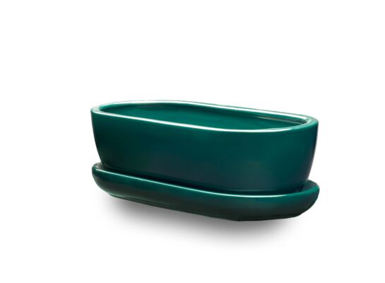 Donica ceramiczna Kaktusiarka 1 z podstawką J3800 27,5 x 12,5 cm zielony