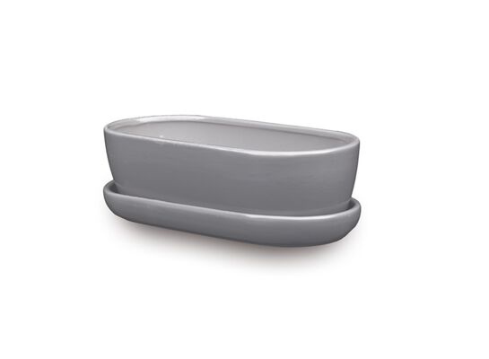 Donica ceramiczna Kaktusiarka 1 z podstawką J2200 27,5 x 12,5 cm szary