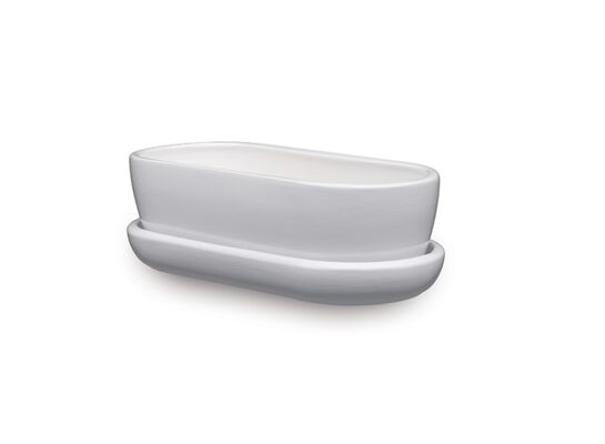 Donica ceramiczna Kaktusiarka 1 z podstawką J1500 27,5 x 12,5 cm biały