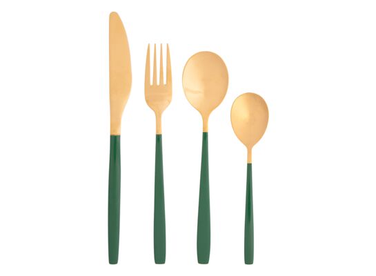 Komplet sztućców Noble Gold green 24 elementy w pudełku folk