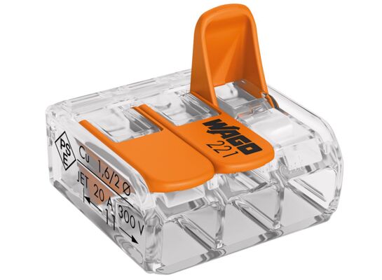 Złączka COMPACT 3-przewodowa z dźwigniami, przeźroczysta 5szt