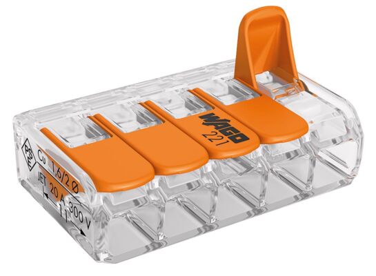 Złączka COMPACT 5-przewodowa z dźwigniami, przeźroczysta 5szt