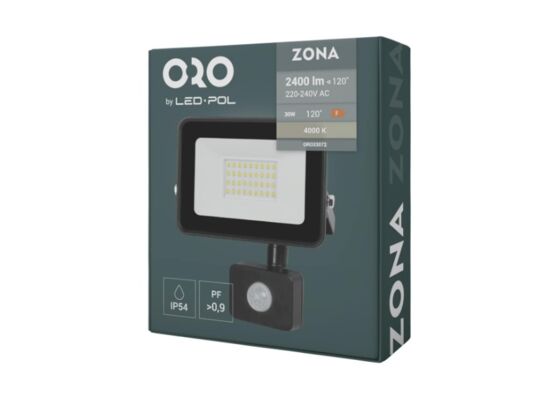 Naświetlacz LED ORO ZONA 30 W neutralna biel NW-B czarny