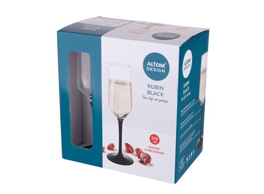 Kieliszki do szampana Rubin Black 220 ml 6 szt.