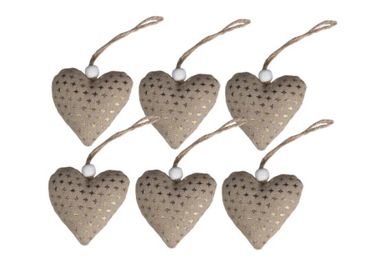 Dekoracja wisząca HEART 6 cm złoty 6 sztuk