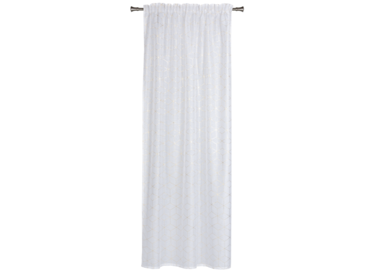 Firanka z taśmą SANSO 140 x 260 cm biała ze złotym nadrukiem