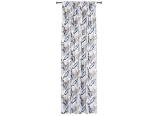 Zasłona z taśmą INCA 140 x 260 cm szaro-beżowy, liście
