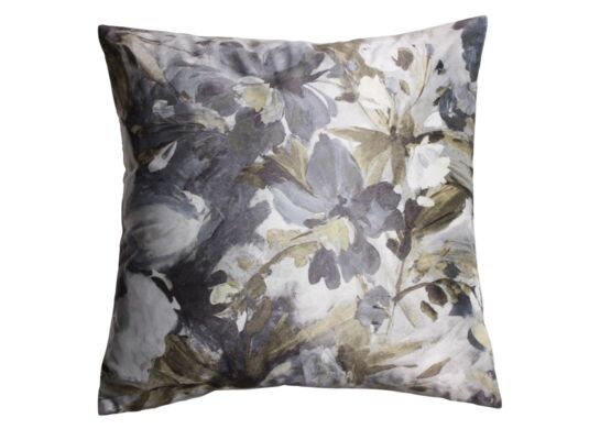 Poszewka MORI 45 x 45 cm szaro-oliwkowy kwiaty 2S