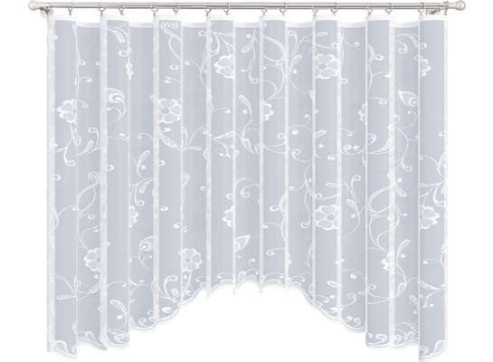Firana żakardowa POSŁONEK, 300 x 150 cm kwiaty biały