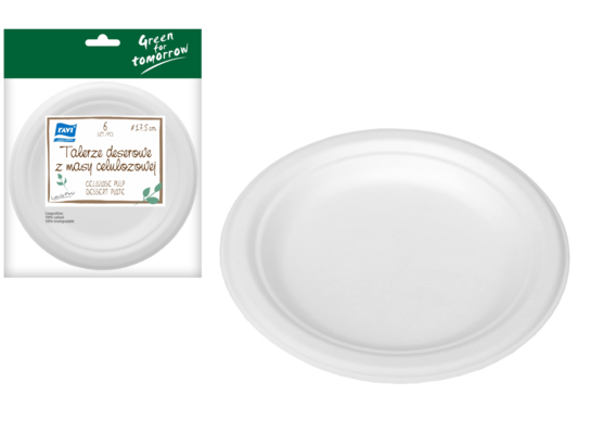 Talerz deserowy z masy celulozowej 18 cm 6 sztuk Green for Tomorrow