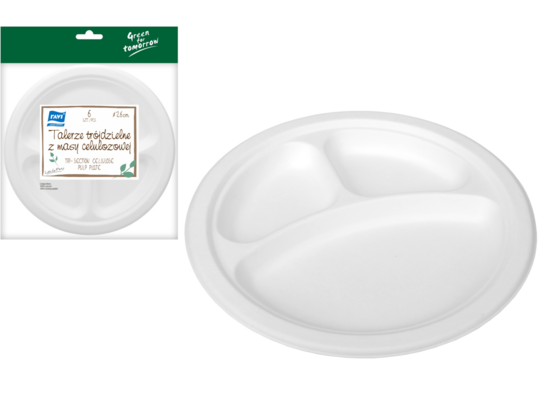 Talerz trójdzielny z masy celulozowej 26 cm 6 sztuk Green for Tomorrow