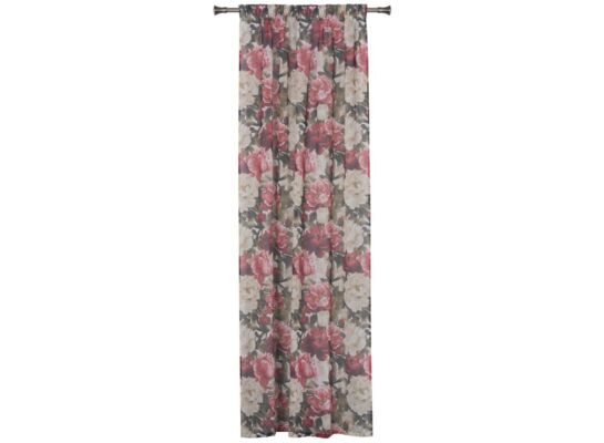 Firana z taśmą PIVOINE 140 x 280 cm, wzór kwiatowy