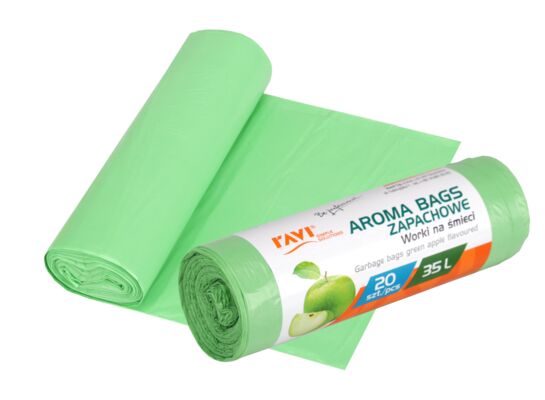 Worki na śmieci Aroma Bags zielone jabłuszko 35 l 20 sztuk