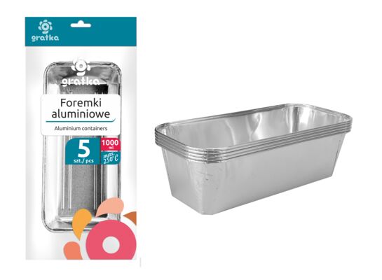 Foremki aluminiowe GRATKA 1000 ml 5 sztuk