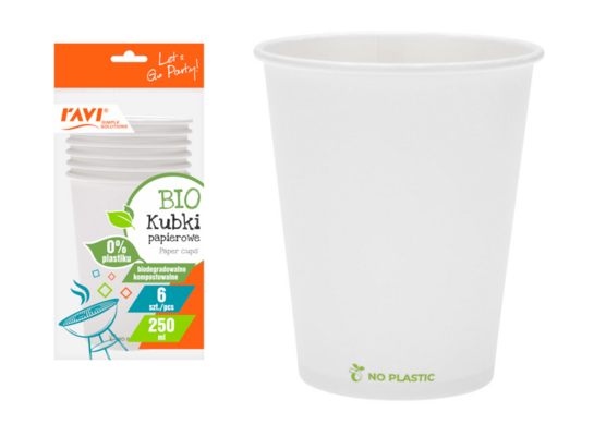 Kubek papierowy BIO 250 ml 6 sztuk